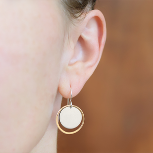 Celena Medium Silver Disc & Gold Circle Earrings