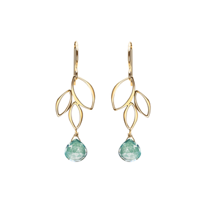 Ella Mini Three Leaf Drop Earrings with Gemstones