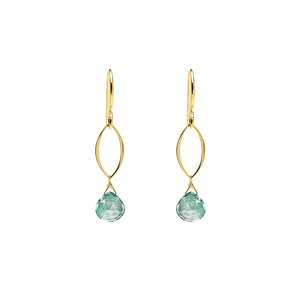 Ella Mini Dangle Leaf Earrings with Gemstones