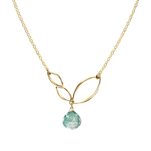 Ella Mini V Leaf Necklace with Gemstone