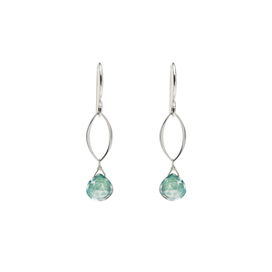 Ella Mini Dangle Leaf Earrings with Gemstones