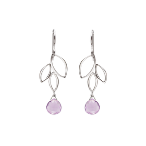 Ella Mini Three Leaf Drop Earrings with Gemstones