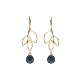 Ella Gold Mini Three Leaf Drop Earrings with Gemstones