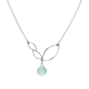 Ella Mini V Leaf Necklace with Gemstone