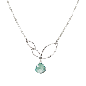 Ella Mini V Leaf Necklace with Gemstone