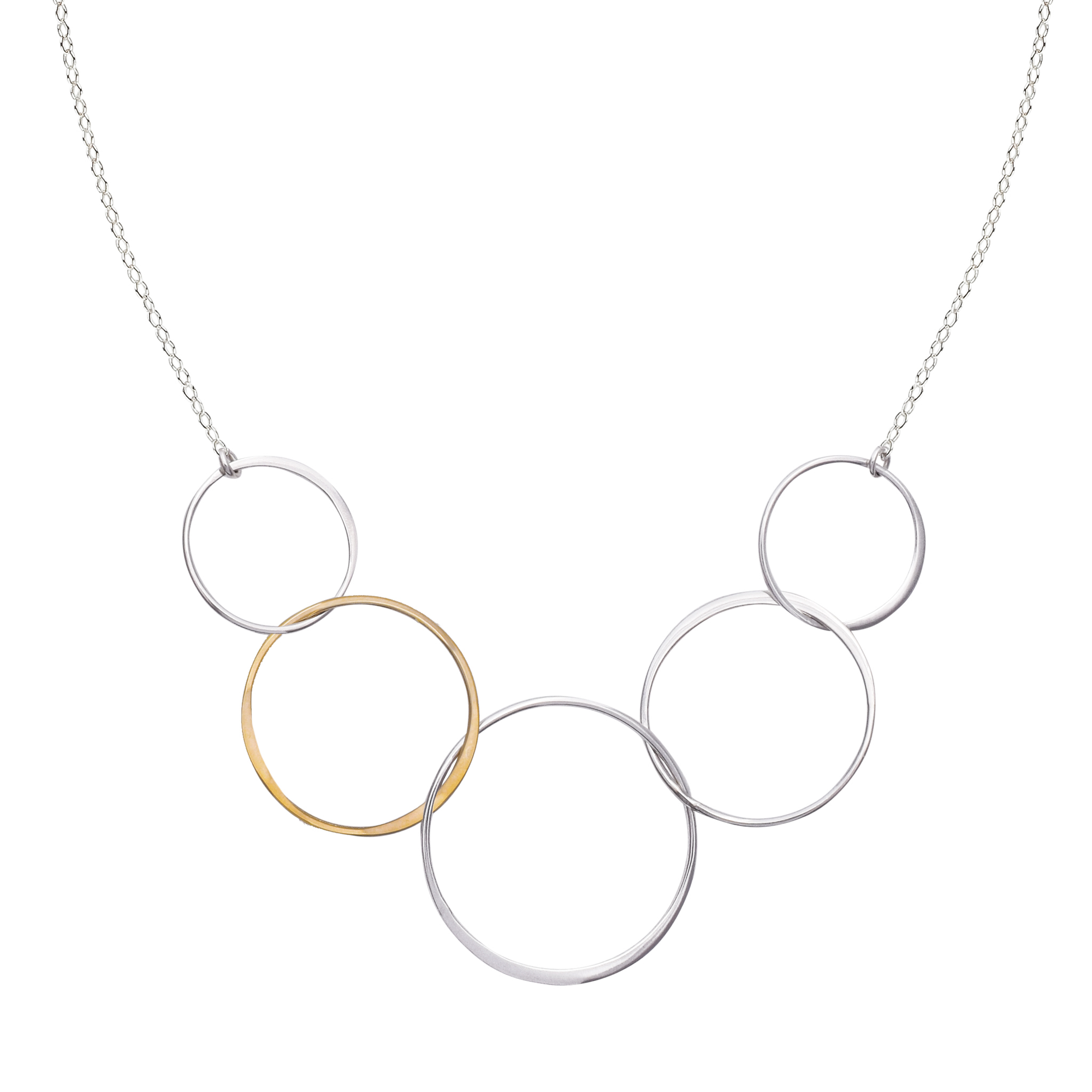 Cynthia Medium Five Gold & Silver Linked Circle Necklace