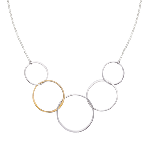 Cynthia Medium Five Gold & Silver Linked Circle Necklace