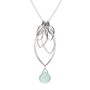 Ella Large Leaf Fringe Necklace with Gemstone