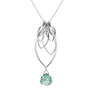 Ella Large Leaf Fringe Necklace with Gemstone