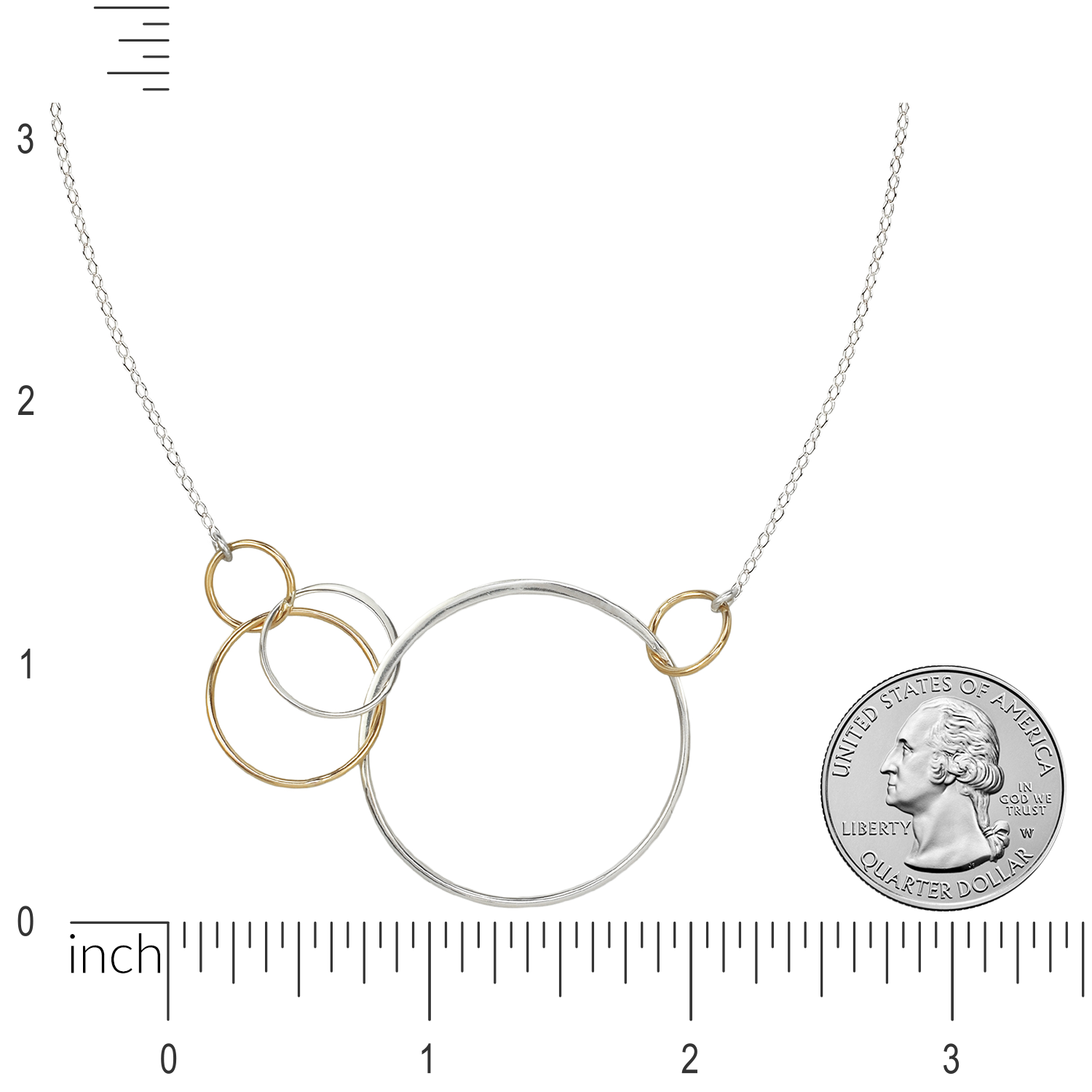 Double Circle Necklace - Rose Gold Plated
