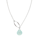 Ella Silver Single Leaf Necklace with Gemstone
