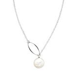 Ella Silver Single Leaf Necklace with Gemstone