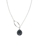 Ella Silver Single Leaf Necklace with Gemstone