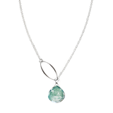 Ella Silver Single Leaf Necklace with Gemstone