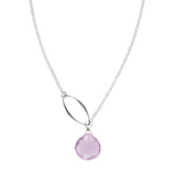 Ella Silver Single Leaf Necklace with Gemstone