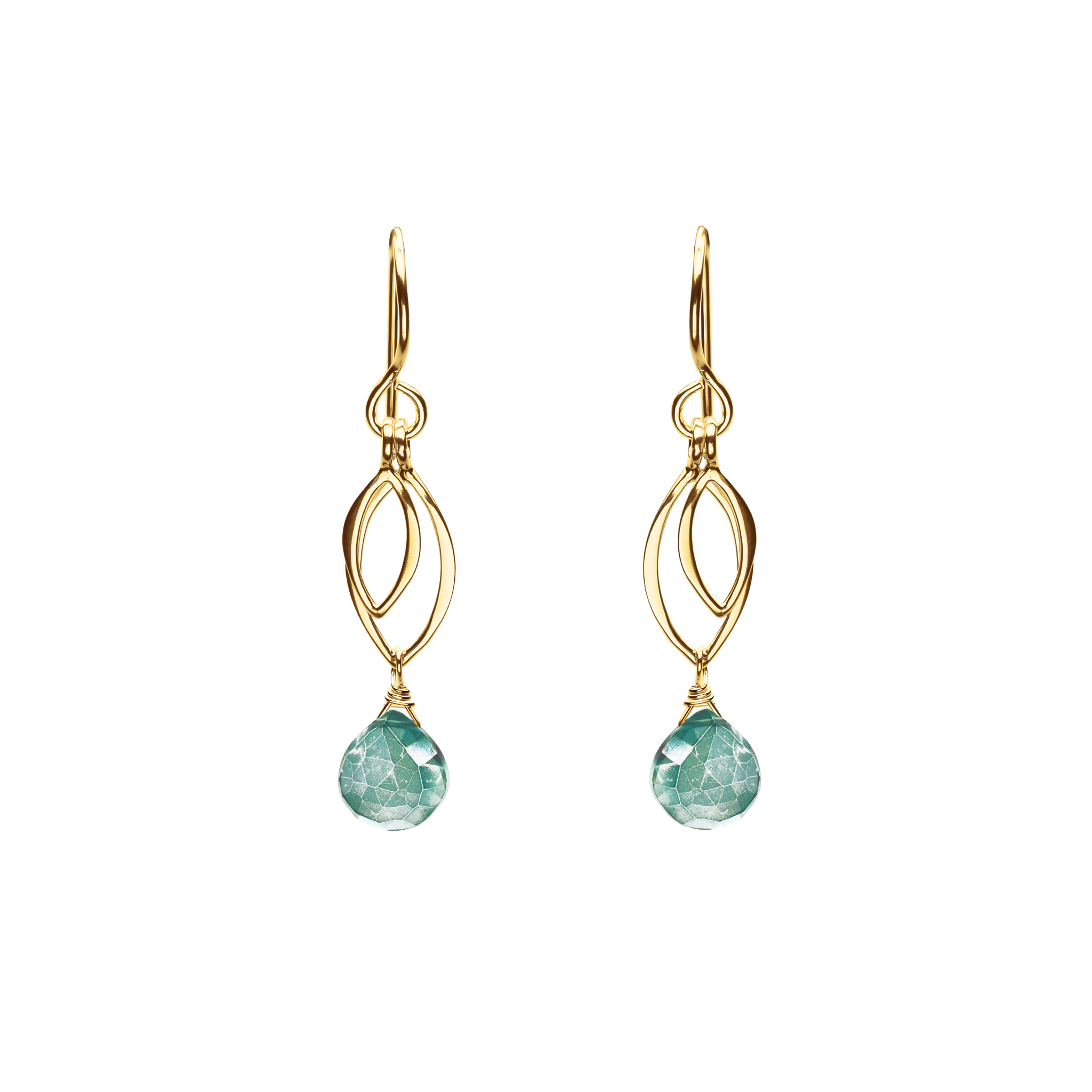 Small Leaf Dangle Earrings with Gemstones Lila Clare Jewelry