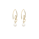 Ella Gold Small Leaf Hook Earrings with Gemstones