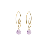Ella Gold Small Leaf Hook Earrings with Gemstones