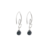Ella Silver Small Leaf Hook Earrings with Gemstones