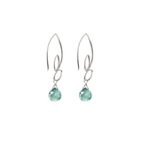 Ella Silver Small Leaf Hook Earrings with Gemstones