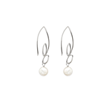Ella Silver Small Leaf Hook Earrings with Gemstones