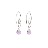 Ella Silver Small Leaf Hook Earrings with Gemstones