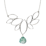 Ella Silver Windy Leaves Necklace with Gemstone