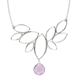 Ella Silver Windy Leaves Necklace with Gemstone