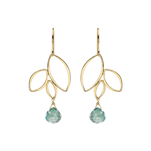 Ella Three Leaf Drops Earrings with Gemstones