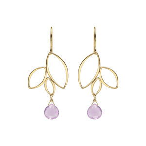 Ella Three Leaf Drops Earrings with Gemstones