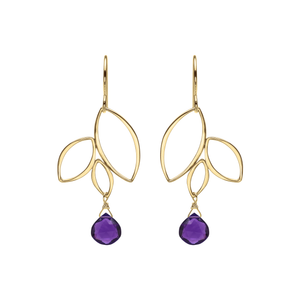 Ella Three Leaf Drops Earrings with Gemstones