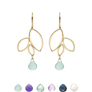 Ella Three Leaf Drops Earrings with Gemstones