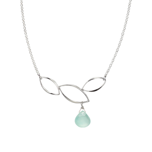 Ella Three Leaf Curve Necklace with Gemstone