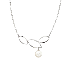Ella Three Leaf Curve Necklace with Gemstone