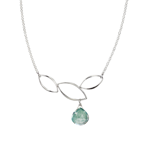 Ella Three Leaf Curve Necklace with Gemstone