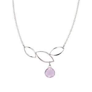 Ella Three Leaf Curve Necklace with Gemstone