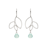 Ella Silver Three Leaf Drops Earrings with Gemstones