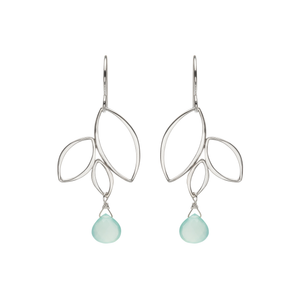 Ella Three Leaf Drops Earrings with Gemstones