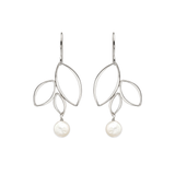 Ella Silver Three Leaf Drops Earrings with Gemstones