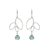 Ella Silver Three Leaf Drops Earrings with Gemstones