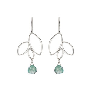 Ella Three Leaf Drops Earrings with Gemstones