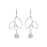 Ella Silver Three Leaf Drops Earrings with Gemstones