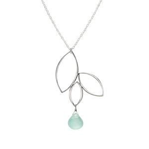 Ella Three Leaf Drop Necklace with Gemstone