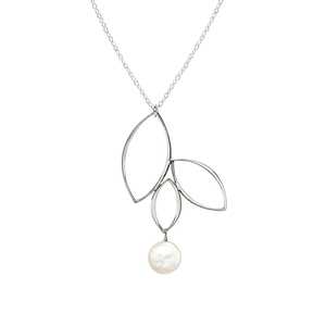 Ella Three Leaf Drop Necklace with Gemstone
