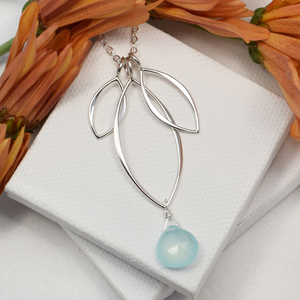 Ella Medium Leaf Fringe Necklace with Gemstone