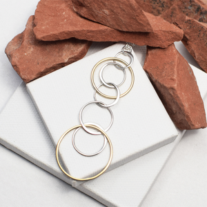 Cynthia Waterfall Gold & Silver Dangle Circle Necklace