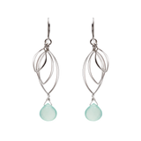 Ella Silver Large Leaf Fringe Earrings with Gemstones