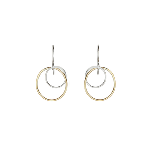 two tone interlinked circle earrings