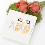 Gold Desert Sunrise Cactus Hoop Earrings