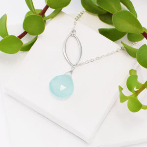 Ella Single Leaf Necklace with Gemstone